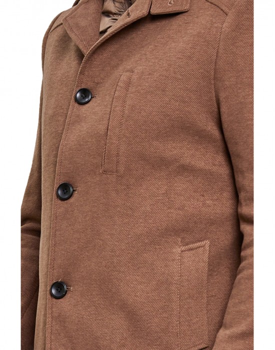 Men Super Long Coat Biscuit Color