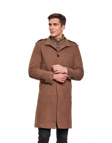 Men Super Long Coat Biscuit Color