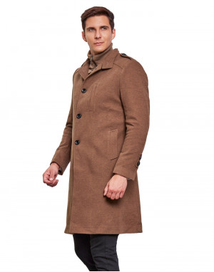 Men Super Long Coat Biscuit Color