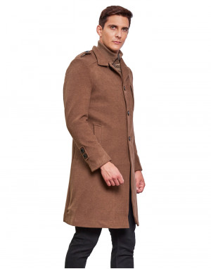 Men Super Long Coat Biscuit Color