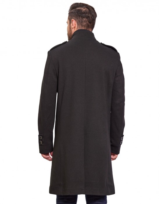 Men Super Long Coat Black Color