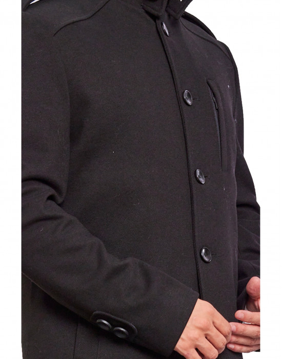 Men Super Long Coat Black Color