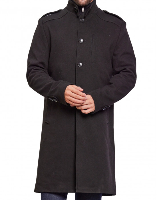 Men Super Long Coat Black Color