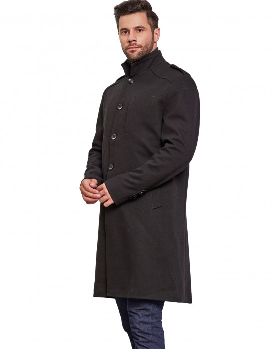 Men Super Long Coat Black Color