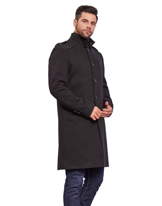 Men Super Long Coat Black Color