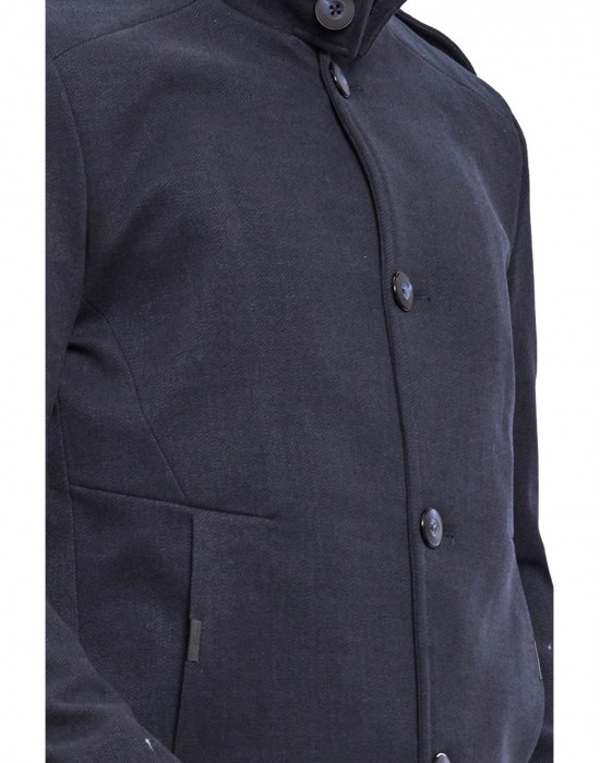 Men Regular Length Coat Prussian Blue Color