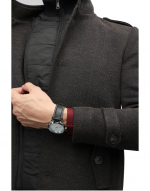 Men regular length Coat Coffee Color