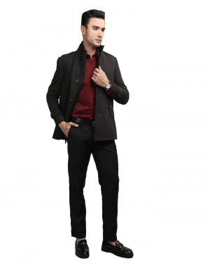 Men regular length Coat Coffee Color