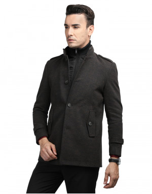 Men regular length Coat Coffee Color