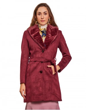 Women  Coat Wine Color