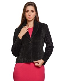 Women Cordroy Coat Black Color