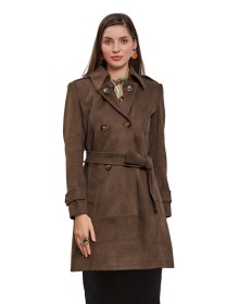 Women Double brested Trench Coat Coat Olive Color