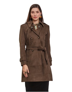 Women Double brested Trench Coat Coat Olive Color