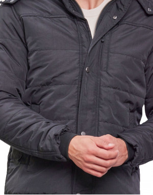 Mens Jacket Full Sleeve with Fur Black