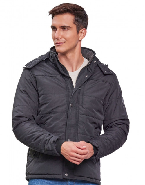 Men's - Everest Short Hooded Puffer Jacket in Jet Black | Superdry UK