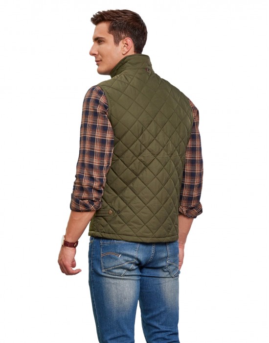 Men Sleeveless Jacket Olive Color
