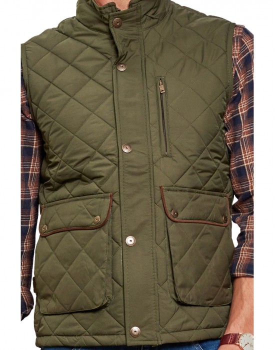 Men Sleeveless Jacket Olive Color