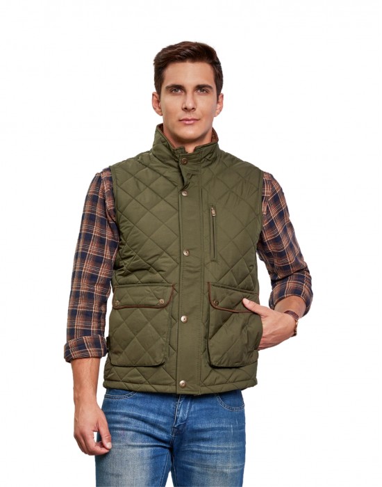 Men Sleeveless Jacket Olive Color
