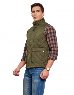 Men Sleeveless Jacket Olive Color