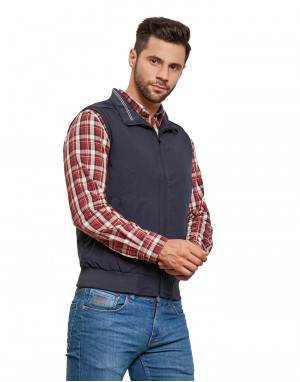 Men Sleeveless Jacket Navy Color