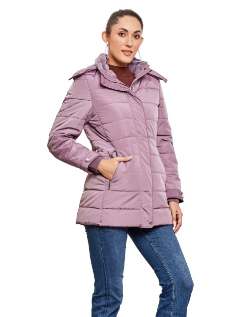 Buy MISS CHASE Lavender Solid Polyester V Neck Women's Knee length Jacket |  Shoppers Stop