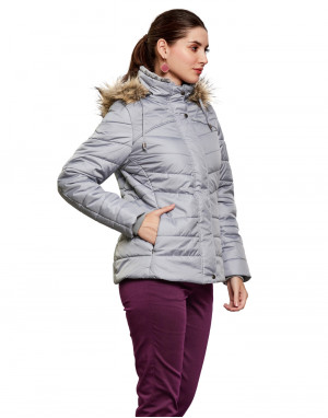 Women Travel Jacket Silver Color