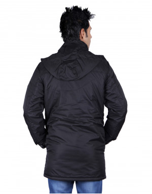 Mens Parka Style Long Sleeve Warm Jacket Black