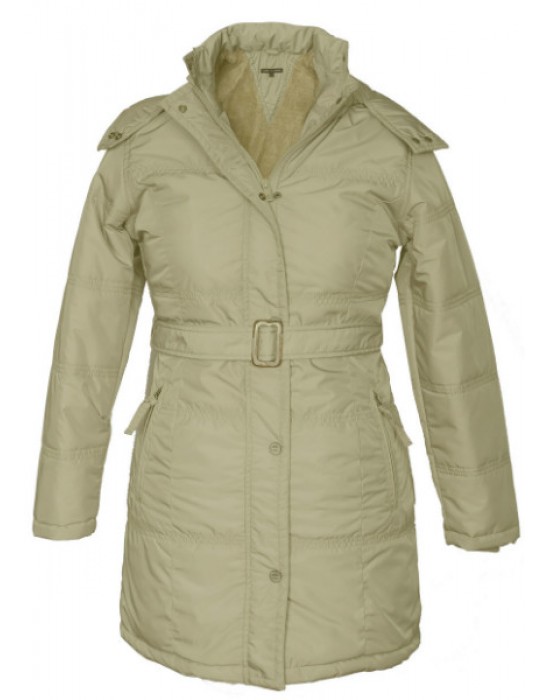 Ladies long Belted Jacket Faun on Rent