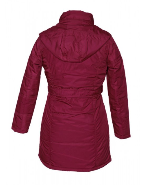 Ladies long Belted Jacket Mulberry on Rent