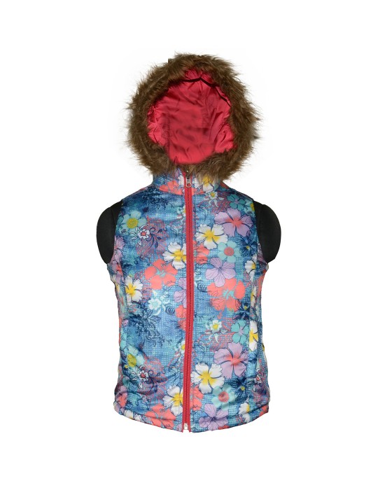 Girls Light weight quilted Jacket Cherry Reversible