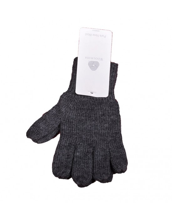 Baby Pure Wool Hand Gloves Plain Dark Grey