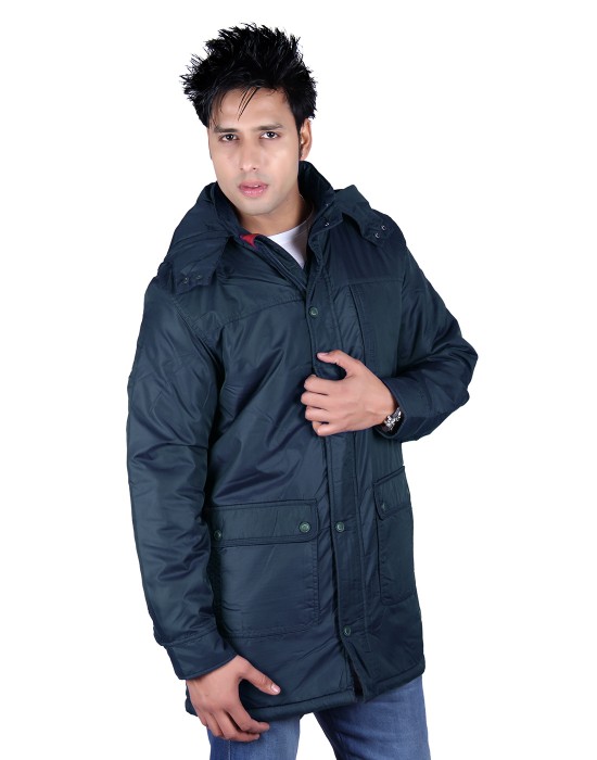 Mens Parka Style Long Sleeve Jacket Navy