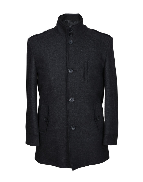 Men Coat Wool Black