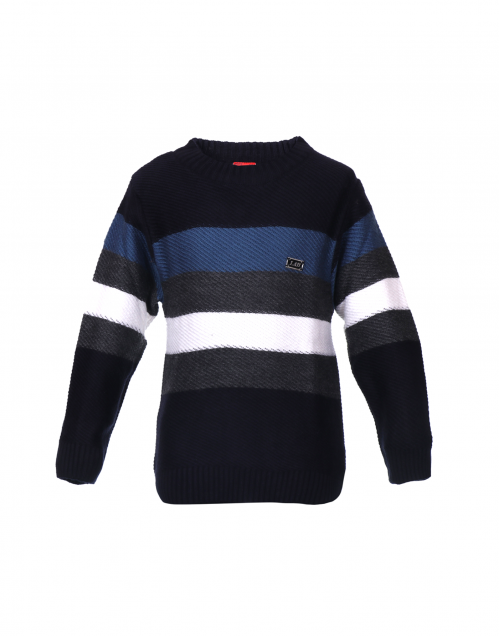 Shop Boys Sweater Navy Stripe Print Designer at Woollen Wear