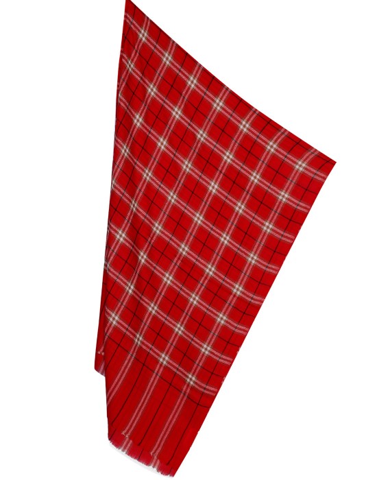 Semi Pashmina Stole Red Color fine check