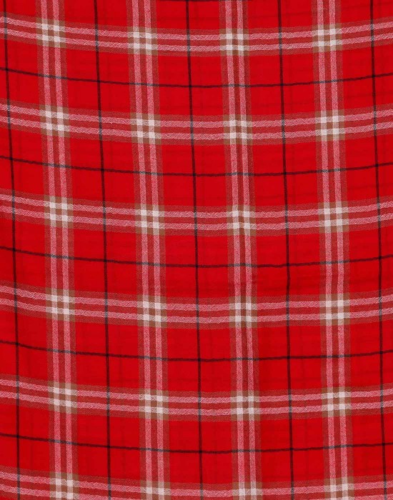 Semi Pashmina Stole Red Color fine check