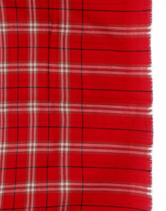 Semi Pashmina Stole Red Color fine check