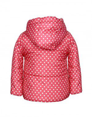 Girls Hooded Dotted Jacket Peach