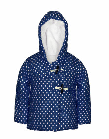 Girls Hooded Dotted Jacket Navy