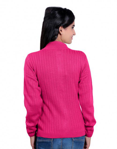 Girls Sweater Long Stripes Rose Colour