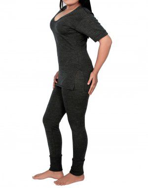 Women Merino wool HS Slip Type Thermal Set Dark Grey