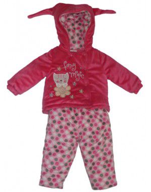 Baby Girl Hooded Two Piece Dark Pink Suit