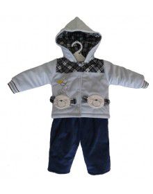 Baby Boy Hooded Two Piece Blue Suit