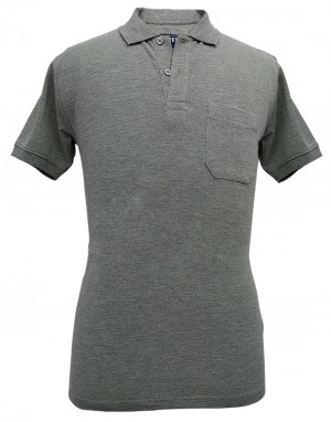 Mens Collar  HS sleeves grey T shirt