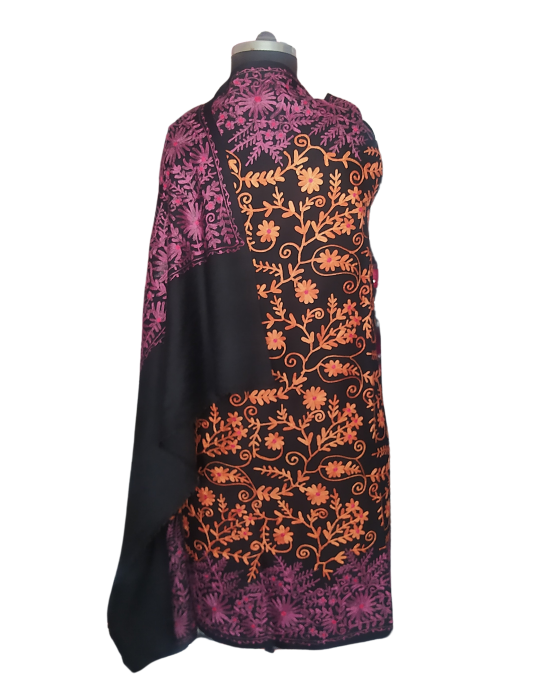 Women  Shawls Embroidery design Black
