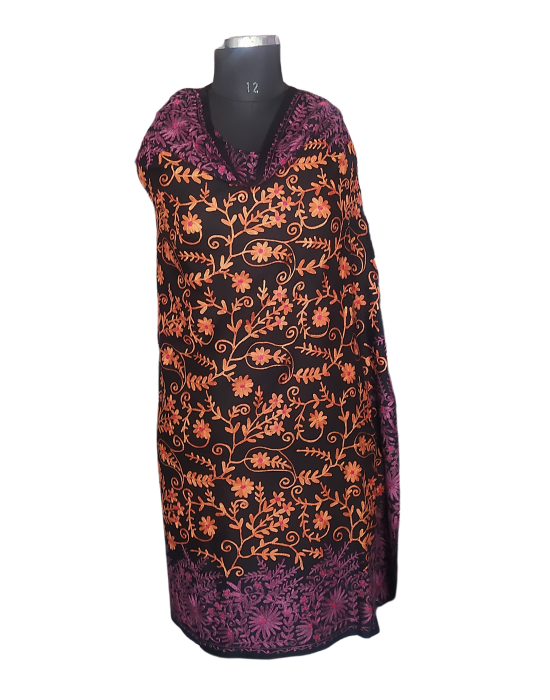 Women  Shawls Embroidery design Black