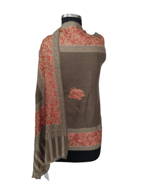 Women  Shawls Embroidery design Brown