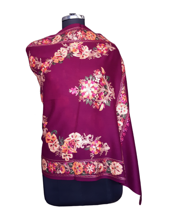 Women Stole  Embroidered Design Purple