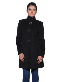 Womens Woolen Coat long Black
